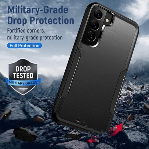 for Galaxy S22 Plus case with Screen Protection: Heavy Duty Protective Shockproof and Scratch Proof Cell Phone case for Samsung Galaxy S22 Plus-Black in Saudi Arabia