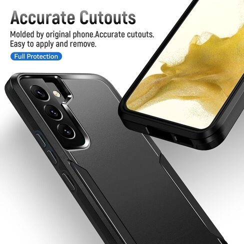for Galaxy S22 Plus case with Screen Protection: Heavy Duty Protective Shockproof and Scratch Proof Cell Phone case for Samsung Galaxy S22 Plus-Black in Saudi Arabia