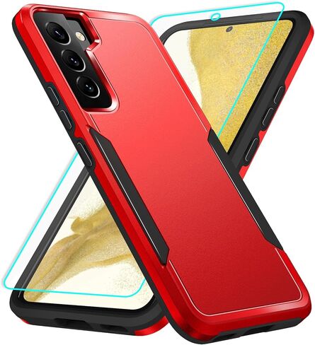 for Galaxy S22 Plus case with Screen Protection: Heavy Duty Protective Shockproof and Scratch Proof Cell Phone case for Samsung Galaxy S22 Plus-Black in Saudi Arabia