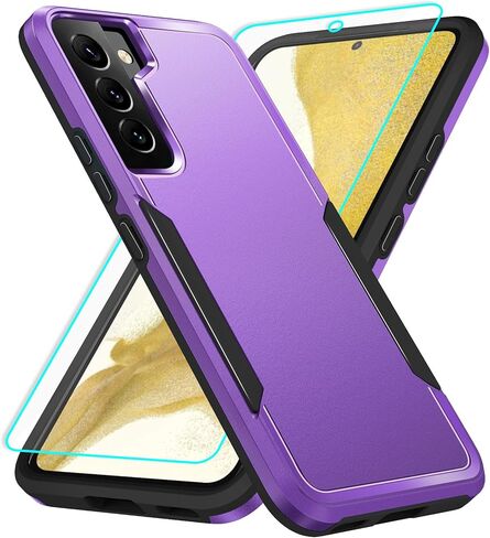 for Galaxy S22 Plus case with Screen Protection: Heavy Duty Protective Shockproof and Scratch Proof Cell Phone case for Samsung Galaxy S22 Plus-Black in Saudi Arabia