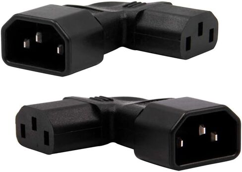 90 Degree IEC 320 C14 Male to C13 Female Power Adapter 1Pair, Left/Right Angle Extension Connector Plug 10A 250V, for Monitor, Computer ,PDU Chassis, Printer etc (Left/Right) in Saudi Arabia