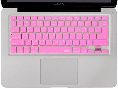 XSKN اللغة العبرية غطاء جلد لوحة المفاتيح السيليكون الوردي لعام 2015 وإصدار Ealier MacBook Air 13 وMacBook Pro 13 15 17 بوصة الإصدار المشترك للولايات المتحدة والاتحاد الأوروبي in Kuwait
