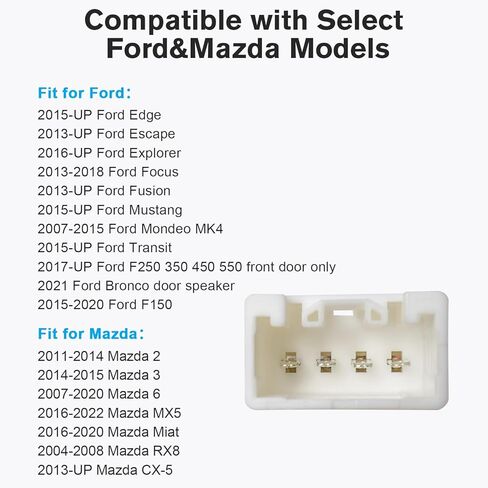 محول مكبر صوت الباب متوافق مع Ford F150 F250 Escape Focus Fusion Mustang Bronco Transit 15-20,72-6912 مكبر صوت للسيارة، وصلة توصيل ما بعد البيع لمازدا 2 6 CX-5 Miat in Kuwait
