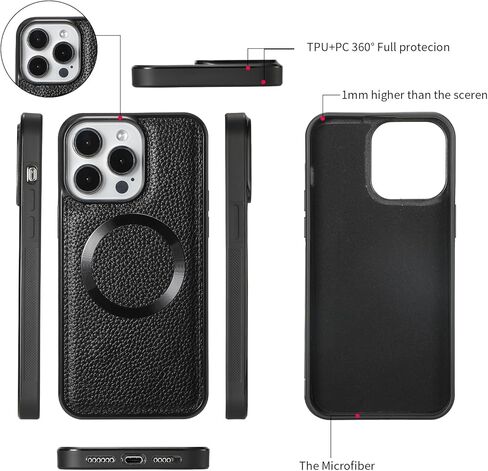 Crossbody Wallet Case for iPhone 15 Pro Max, Magnetic Detachable PU Leather Phone Case with RFID Blocking Card Holder Wristlet Mirror Flip Zipper Shoulder Purse Bag for Women, Black B in Saudi Arabia