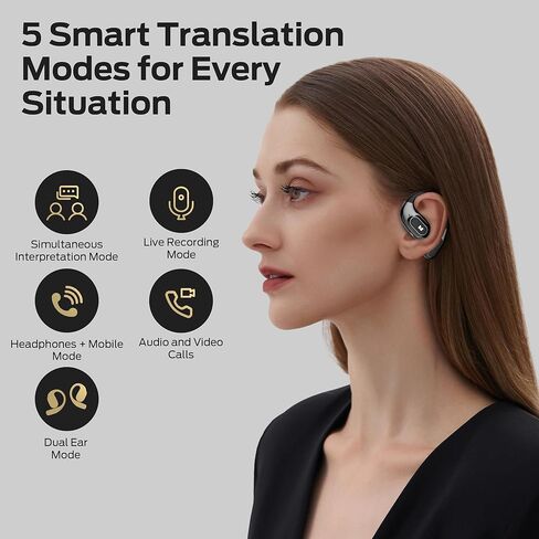 Monster AI Translation Earbuds AC330, 3-in-1 Translator Earbuds Bluetooth 5.4, Wireless Open Ear Headphones with 115 Languages Real-Time Translation, Stylish Rotating Case with Lanyard, Black in Kuwait