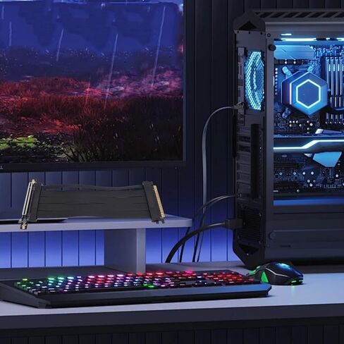 كابل Vikye PCIe 5.0 X16 Riser، كابل مرن لبطاقة تمديد مرنة بسرعة 128 جيجابت في الثانية 90 درجة مع واقي محمي لأجهزة RTX4090 ITX Builds in Kuwait