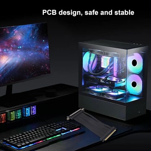 كابل Vikye PCIe 5.0 X16 Riser، كابل مرن لبطاقة تمديد مرنة بسرعة 128 جيجابت في الثانية 90 درجة مع واقي محمي لأجهزة RTX4090 ITX Builds in Kuwait