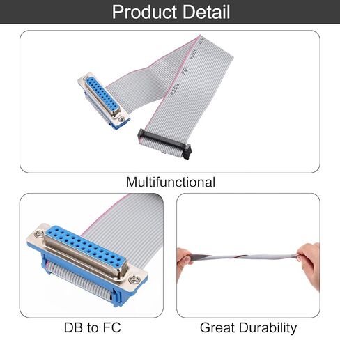 MECCANIXITY 4 قطع كابل شريط مسطح IDC، 2.54 مم عرض 31.8 مم 20 سم طول 26 دبوس أنثى DB25 إلى FC-26 سلك توصيل شريطي مسطح للكمبيوتر الشخصي، شاشات LED in Kuwait