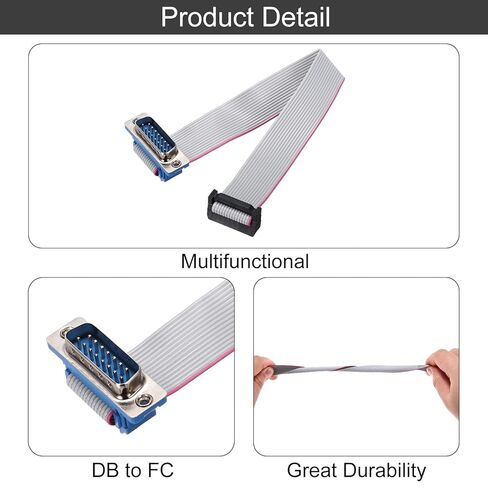 MECCANIXITY 4 قطع كابل شريط مسطح IDC، 2.54 مم عرض 19 مم 20 سم طول 16 دبوس ذكر DB15 إلى FC-16 سلك توصيل شريطي مسطح للكمبيوتر الشخصي، شاشات LED in Kuwait