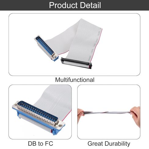 MECCANIXITY 4 قطع كابل شريط مسطح IDC، 2.54 مم عرض 47 مم 20 سم طول 40 دبوس ذكر DB37 إلى FC-40 سلك توصيل شريطي مسطح للكمبيوتر الشخصي، شاشات LED in Kuwait