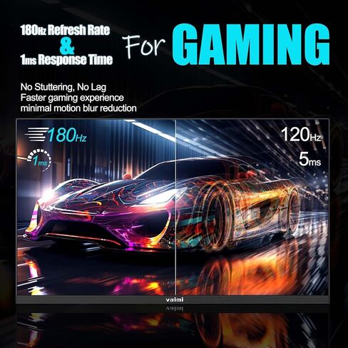 شاشة ألعاب كمبيوتر FHD 1080P مقاس 27 بوصة 180 هرتز 1 مللي ثانية IPS، شاشة ألعاب كمبيوتر 1000:1، 99% sRGB، FPS/RTS، MPRT 1Ms|FreeSync|HDR|ضوء أزرق منخفض|HDMI DP| دعم VESA، كابل HDMI متضمن in Kuwait