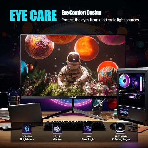 شاشة ألعاب كمبيوتر FHD 1080P مقاس 27 بوصة 180 هرتز 1 مللي ثانية IPS، شاشة ألعاب كمبيوتر 1000:1، 99% sRGB، FPS/RTS، MPRT 1Ms|FreeSync|HDR|ضوء أزرق منخفض|HDMI DP| دعم VESA، كابل HDMI متضمن in Kuwait