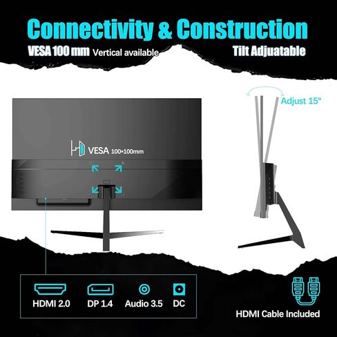 شاشة ألعاب كمبيوتر FHD 1080P مقاس 27 بوصة 180 هرتز 1 مللي ثانية IPS، شاشة ألعاب كمبيوتر 1000:1، 99% sRGB، FPS/RTS، MPRT 1Ms|FreeSync|HDR|ضوء أزرق منخفض|HDMI DP| دعم VESA، كابل HDMI متضمن in Kuwait