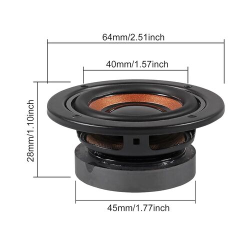 2-Pack 2-Inch 4 Ohm 5W Speakers, 63mm Audio Round Bass Speakers, DIY Home Amplifier Subwoofers, Coaxial Connector, No Power, Paper Body, Portable and Audio Interface in Saudi Arabia