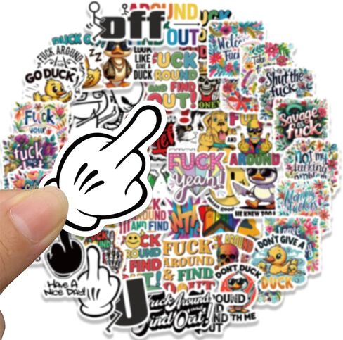 ملصقات F Word 55 قطعة - طباعة رسومية مضحكة رائعة وهجومية، بطة F It الإصبع الأوسط F حولها - سهلة اللصق وقابلة للإزالة لأكواب نافذة سجل القصاصات وزجاجات المياه والكمبيوتر المحمول للمراهقين in Kuwait