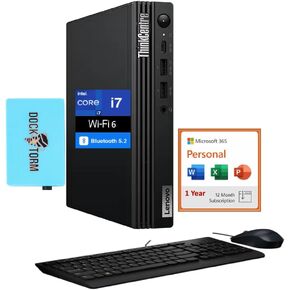 Lenovo ThinkCentre M70q Business Desktop (Intel i7-14700T, 16GB DDR5, 512GB PCIe SSD, Intel UHD 770, Win 11 Pro) w/MS 365 Personal, DKZ USB Port Expander in Kuwait