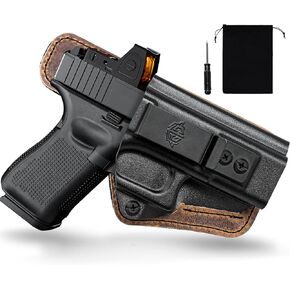 حافظة IWB مريحة طوال اليوم لـ Glock 19/19X - احتفاظ قابل للتعديل، جاهز للبصريات، كيديكس والجلد الهجين، يقلل من تهيج الجلد، مثالي لإنفاذ القانون وعشاق EDC in Kuwait