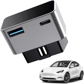 HANSSHOW OBD Hub Adapter for Model 3/Highland/Y - 36W Dual USB-A & USB-C Fast Charger Car OBD Hub Fit for Tesla Accessories in Kuwait