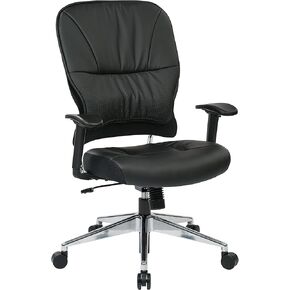 Space Seating Eco Leather Seat and Back, Adjustable Arms and Polished Aluminum Finish Base Executives Chair with Adjustable Headrest, Black in Saudi Arabia