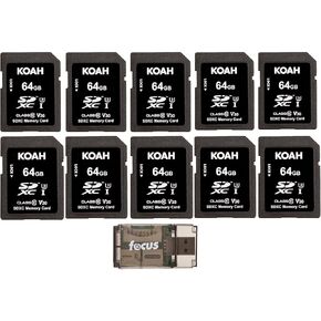 Koah Ultimate 64GB SDXC Memory Card Class10 U3 V30 UHS-I (10-Pack) Bundle with Card Reader (11 Items) in Saudi Arabia