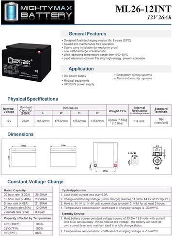 Mighty Max Battery 12V 26AH INT Replacement Battery Compatible with Neptune NT-12260 in Saudi Arabia
