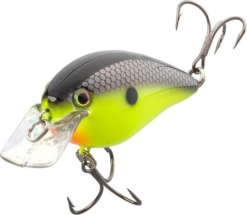 Strike King (HCKVD2.5E-432) KVD Elite 2.5 Squarebill، طُعم مرفقي يعمل على الضحلة، عمل صيد صامت، 5/8 أونصة، يغوص من 3 إلى 6 أقدام، مقاس 2 خطافات ثلاثية ذات قبضة ثلاثية من Mustad، سمكة طعم شارتروز in Kuwait