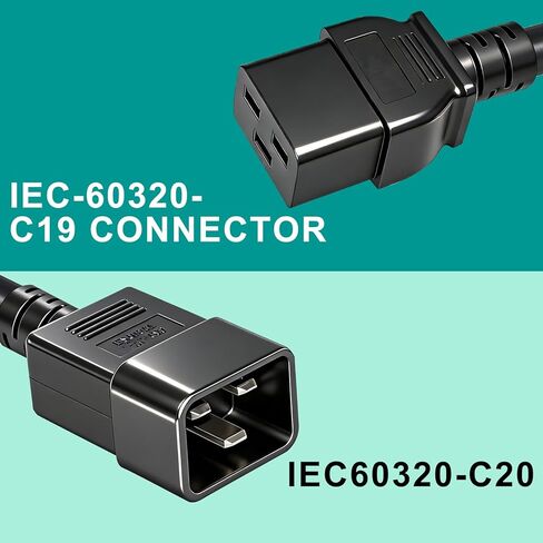 14AWG Heavy Duty C19 to C20 Power Cord - 3FT IEC 320 C19 Female to C20 Male Extension Cable - 15A/250V SJT Server Rack for PDU, UPS, Data Center, Network Equipment - Black in Saudi Arabia