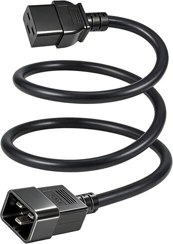 14AWG Heavy Duty C19 to C20 Power Cord - 3FT IEC 320 C19 Female to C20 Male Extension Cable - 15A/250V SJT Server Rack for PDU, UPS, Data Center, Network Equipment - Black in Saudi Arabia