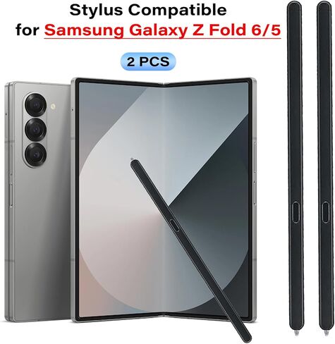 قطعتان من قلم Galaxy Z Fold 6/5 S Pen Fold Edition متوافق مع قلم Samsung Galaxy Z Fold 5/6 5G النحيف البديل لقلم Z Fold6 SPen Fold Edition Stylus Pen (أسود) in Kuwait
