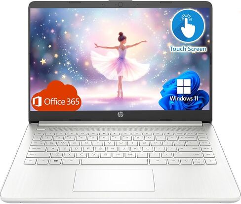 كمبيوتر محمول HP بشاشة لمس 14 بوصة، يتضمن Microsoft Office 365، Windows 11، ذاكرة وصول عشوائي 8 جيجابايت، eMMC سعة 64 جيجابايت، واي فاي، بلوتوث، HDMI، كاميرا ويب، خفيف الوزن ومحمول - مثالي للطلاب والاستخدام اليومي in Kuwait