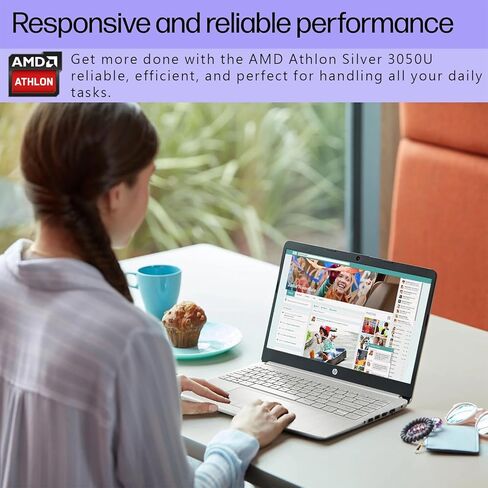 كمبيوتر محمول HP بشاشة لمس 14 بوصة، يتضمن Microsoft Office 365، Windows 11، ذاكرة وصول عشوائي 8 جيجابايت، eMMC سعة 64 جيجابايت، واي فاي، بلوتوث، HDMI، كاميرا ويب، خفيف الوزن ومحمول - مثالي للطلاب والاستخدام اليومي in Kuwait