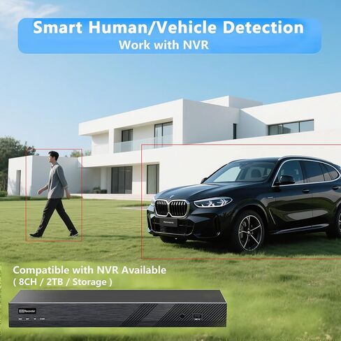 كاميرا مراقبة Real HD 12MP PoE IP Turret Security في الهواء الطلق بزاوية واسعة 113 درجة، IP67، تدعم 512G Micro-SD (غير متضمنة)، التوصيل والتشغيل مع سلسلة K وM 12MP NVR in Kuwait