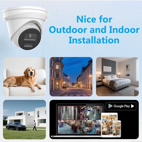 كاميرا مراقبة Real HD 12MP PoE IP Turret Security في الهواء الطلق بزاوية واسعة 113 درجة، IP67، تدعم 512G Micro-SD (غير متضمنة)، التوصيل والتشغيل مع سلسلة K وM 12MP NVR in Kuwait