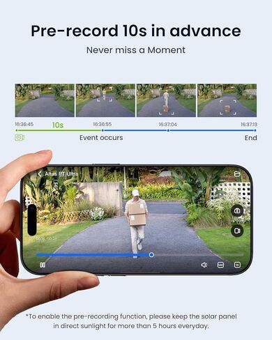 REOLINK 4X Altas PT Ultra Black مع لوحة شمسية ومحور منزلي، كاميرات أمان تعمل بالطاقة الشمسية 4K لاسلكية في الهواء الطلق، عمر بطارية 500 يوم، رؤية ليلية ColorX، تتبع تلقائي 360 درجة، تخزين محلي in Kuwait