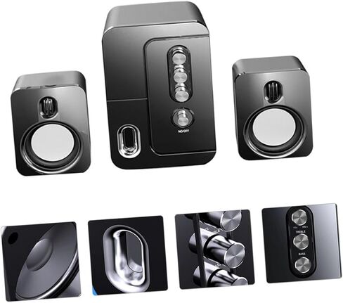 Sewroro USB كمبيوتر محمول مكبر صوت سطح المكتب مع صوت محيطي ثلاثي الأبعاد وباس عميق، صندوق صوت متعدد الوسائط أسود مدمج للاستخدام المكتبي والمنزلي in Kuwait