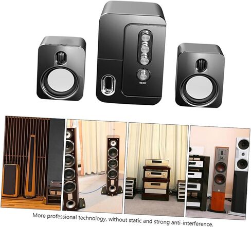 Sewroro USB كمبيوتر محمول مكبر صوت سطح المكتب مع صوت محيطي ثلاثي الأبعاد وباس عميق، صندوق صوت متعدد الوسائط أسود مدمج للاستخدام المكتبي والمنزلي in Kuwait