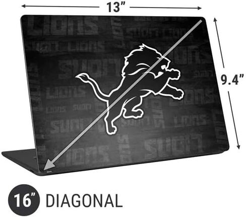 ملصق Skinit للكمبيوتر المحمول متوافق مع الكمبيوتر المحمول العالمي مقاس 16 بوصة (13 × 9.4 بوصة) - تصميم مرخص رسميًا من NFL Detroit Lions باللونين الأبيض والأسود in Kuwait