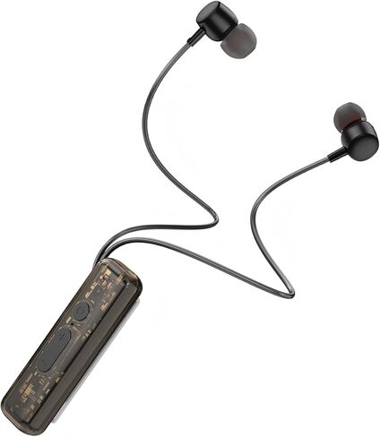 ZXQ Lapel-Clip Neckband Bluetooth Earbuds with Microphone,Magnetic Clip in-Ear Wireless Headphone Earphone for Sport,Cycling,Travel,Live Streaming,Sleep (Black) in Kuwait