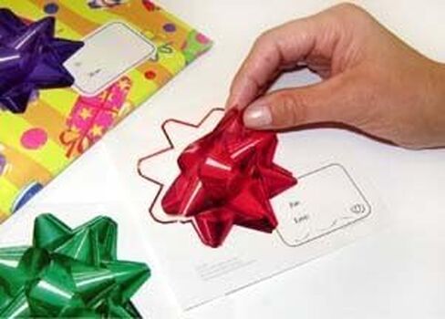 Gadjit Holiday Bow Stickers - 3D Image Stickers That Look Like Poly Bows with Tags, Bows Won't Crush Like Poly Bows, Great for Shipping Gifts for All Occasions - Assorted Colors (50) in Saudi Arabia