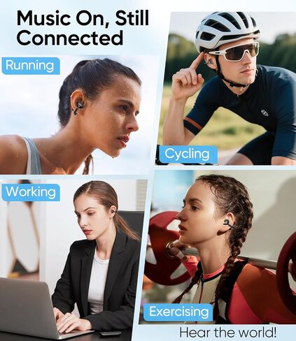 Clip on Earbuds Wireless, Lightweight Open Ear Earbud with Physical Button, Deep Bass Sound Bluetooth 6.0 Headphone Support Dual-Device, 60H Play Time, Ideal for Workout, Running, Subway in Saudi Arabia