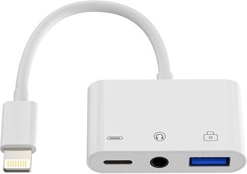 كابل لايتنينج إلى 3.5 ملم لسماعة الرأس (3 في 1) لمحول iPhone OTG شاحن USB AUX Dongle لـ Apple 14 13 12 11 Pro Max 7Plus لجهاز iPad الصوت وقارئ بطاقات الكاميرا ولوحة المفاتيح وذاكرة فلاش محرك الأقراص in Saudi Arabia