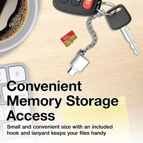 محول BoxWave متوافق مع Flipper Zero - قارئ بطاقات Micro SD الصغير، وقارئ USB من النوع C OTG وسلسلة مفاتيح محول USB3.0 - فضي معدني in Kuwait