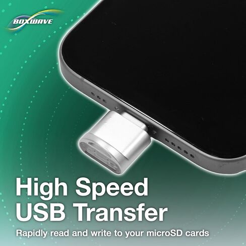 محول BoxWave متوافق مع Flipper Zero - قارئ بطاقات Micro SD الصغير، وقارئ USB من النوع C OTG وسلسلة مفاتيح محول USB3.0 - فضي معدني in Kuwait