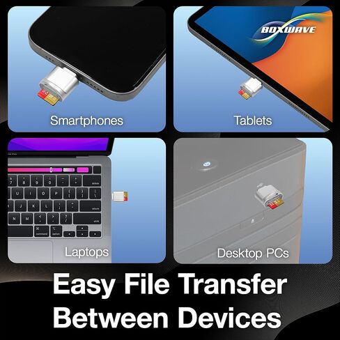 محول BoxWave متوافق مع Flipper Zero - قارئ بطاقات Micro SD الصغير، وقارئ USB من النوع C OTG وسلسلة مفاتيح محول USB3.0 - فضي معدني in Kuwait