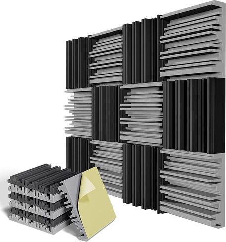36 Pack Sound Proof Foam Panels for Wall,12" X 12" X 2" Self-Adhesive Acoustic Foam Panels,High Resilience Soundproof Wall Panels,Sound Absorbing Panels for Home Studios, Offices - Gray in Saudi Arabia