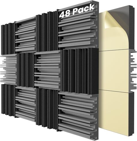 36 Pack Sound Proof Foam Panels for Wall,12" X 12" X 2" Self-Adhesive Acoustic Foam Panels,High Resilience Soundproof Wall Panels,Sound Absorbing Panels for Home Studios, Offices - Gray in Saudi Arabia