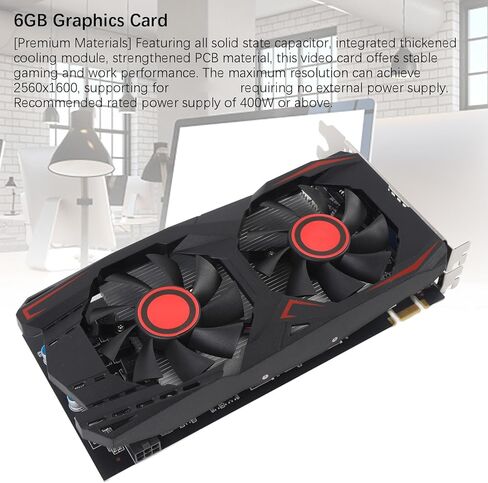 بطاقة فيديو للألعاب 550TI بسعة 6 جيجابايت، GDDR5 PCIE 2.0 16X بطاقة رسومات الكمبيوتر مع مروحة مزدوجة، تدعم واجهة الوسائط المتعددة DVI VGA HD in Kuwait