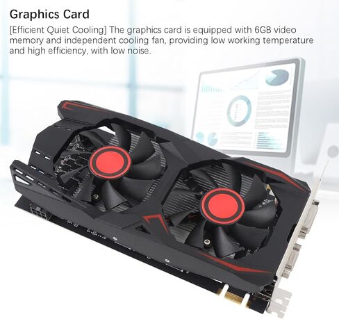 بطاقة فيديو للألعاب 550TI بسعة 6 جيجابايت، GDDR5 PCIE 2.0 16X بطاقة رسومات الكمبيوتر مع مروحة مزدوجة، تدعم واجهة الوسائط المتعددة DVI VGA HD in Kuwait