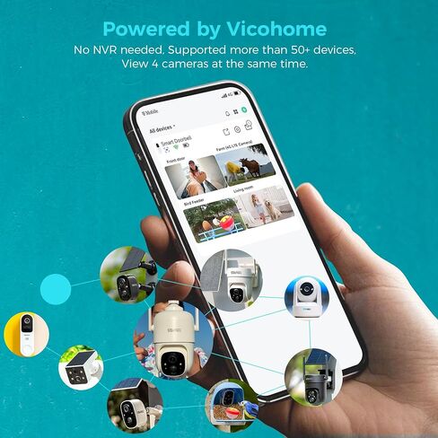Vicohome 64GB CG6L أفضل كاميرا أمان تعمل بالطاقة الشمسية 2K نظام لاسلكي خارجي، لا حاجة إلى NVR، تعمل بالبطارية، سهلة الإعداد، كشف الحركة، صوت ثنائي الاتجاه، رؤية ليلية ملونة، فتحة SD، 180 يومًا in Kuwait