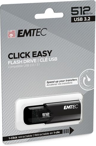 Emtec B110 Click Easy 3.2 USB Flash Drive 512 جيجابايت USB Type-A 3.2 Gen 2 (3.1 Gen 2) أسود in Saudi Arabia